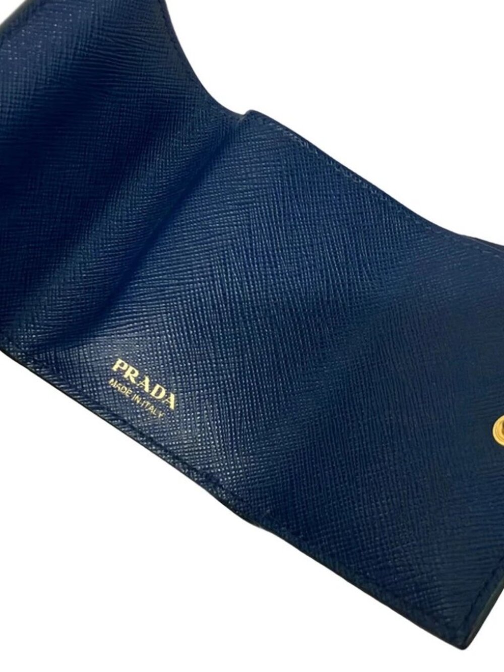 PRADA - 1MH021 Navy Leather Trifold Wallet - Picture 3 of 6